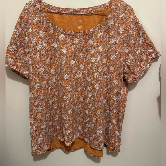 J . Jill top size XL orange floral top - Picture 8 of 8